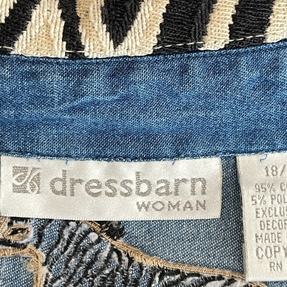 Dress Barn denim zebra safari shirt size 18/20 embroidery applique zoo teacher - Picture 4 of 16